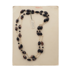 Vintage Czech 2 strand necklace aventurine gold black glass beads 