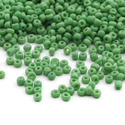Lot (1000) vintage 1930's Czech green rondelle micro glass seed beads 1-2mm