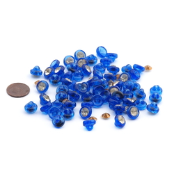 Lot (60) crystal rhinestone cobalt blue pendant button glass beads 10mm