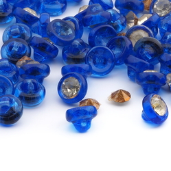 Lot (60) crystal rhinestone cobalt blue pendant button glass beads 10mm