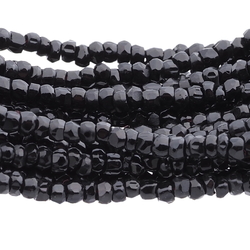 Hank (2750) antique Czech black faceted seed beads 18bpi 
