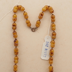 Vintage Czech necklace mustard marble glass beads 
