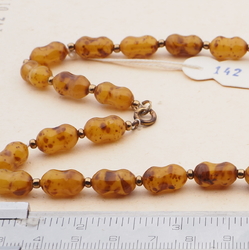 Vintage Czech necklace mustard marble glass beads 