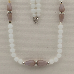 Vintage Czech necklace opaline round teardrop glass beads 