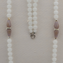 Vintage Czech necklace opaline round teardrop glass beads 