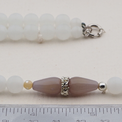 Vintage Czech necklace opaline round teardrop glass beads 