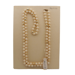 Long vintage Czech necklace pearl glass beads 40"