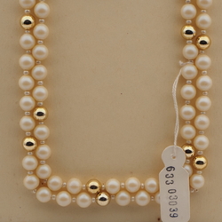 Long vintage Czech necklace pearl glass beads 40"