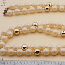 Long vintage Czech necklace pearl glass beads 40"