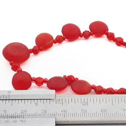 Vintage Czech necklace frost red pendant glass beads 