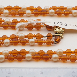 Vintage Czech 2 strand necklace topaz pearl glass beads 