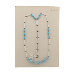 Vintage Czech link necklace blue white bugle glass beads 