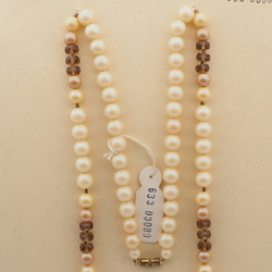 Vintage Czech necklace pastel pearl smoky faceted glass beads 