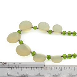 Vintage Czech necklace frost green pendant glass beads 