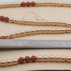 Vintage Czech necklace pearl pink opaline spatter glass beads 