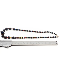 Vintage Czech necklace end of day spatter marble black glass beads 