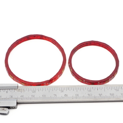 Lot (2) antique Czech gold gilt red faceted glass bangles 