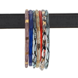 Lot (7) Antique Czech filigree multicolor glass bangles