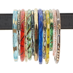 Lot (13) Antique Czech filigree multicolor glass bangles