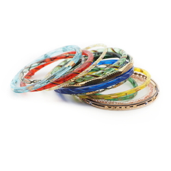 Lot (13) Antique Czech filigree multicolor glass bangles
