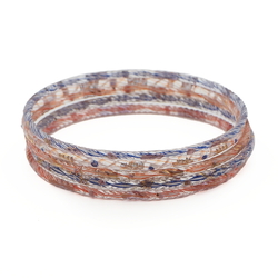 Lot (5) antique Czech filigree spiral gilt lampwork fine glass bangles