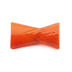 Vintage Czech Deco geometric orange bow glass button 29mm