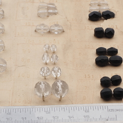 Czech vintage sample card (92) crystal black faceted glass beads
