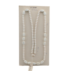 Vintage Czech necklace element white round oval glass beads 36"