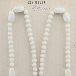 Vintage Czech necklace element white round oval glass beads 36"