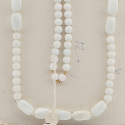 Vintage Czech necklace element white round oval glass beads 36"