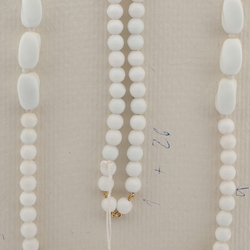Vintage Czech necklace element white round oval glass beads 36"