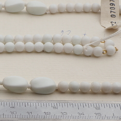 Vintage Czech necklace element white round oval glass beads 36"