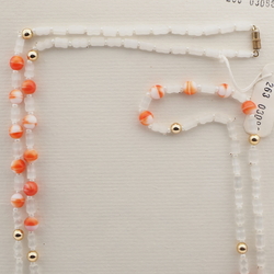 Long vintage Czech necklace satin atlas bicolor glass beads 44"