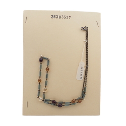 Vintage Czech link necklace AB topaz marble pentagon glass beads