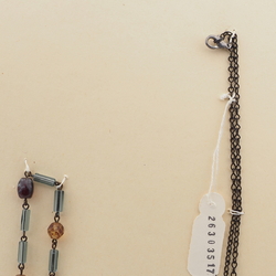 Vintage Czech link necklace AB topaz marble pentagon glass beads
