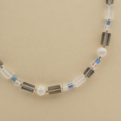 Vintage Czech necklace AB blue crackle frost glass beads