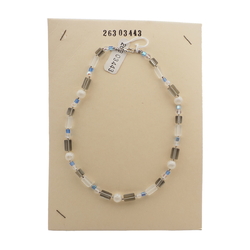 Vintage Czech necklace AB blue crackle frost glass beads