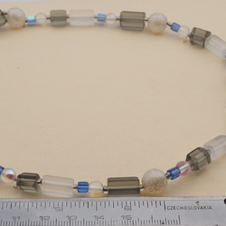 Vintage Czech necklace AB blue crackle frost glass beads