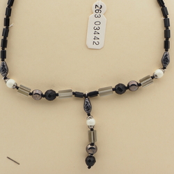 Vintage Czech necklace black hematite frost lustre glass beads