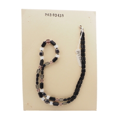 Vintage Czech necklace hematite black opaline glass beads 
