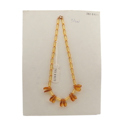 Vintage Czech necklace topaz bugle leaf glass beads 
