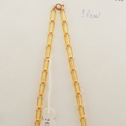 Vintage Czech necklace topaz bugle leaf glass beads 