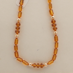 Vintage Czech necklace pearl topaz glass beads 