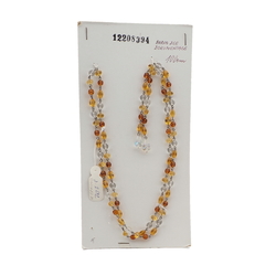 Long vintage Czech wired necklace yellow topaz clear glass beads