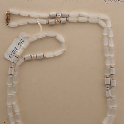 Long vintage Czech necklace frost satin atlas AB faceted glass beads 44" 