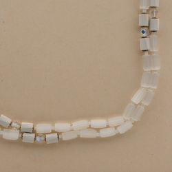 Long vintage Czech necklace frost satin atlas AB faceted glass beads 44" 