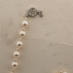 Vintage Czech necklace pearl glass beads rhinestone clasp for repair
