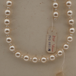 Vintage Czech necklace pearl glass beads rhinestone clasp for repair