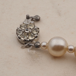 Vintage Czech necklace pearl glass beads rhinestone clasp for repair
