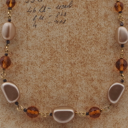 Vintage Czech link necklace topaz pearl glass beads 